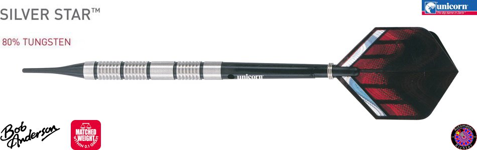 Soft Dartpfeil Set Unicorn - Silver Star Bob Anderson